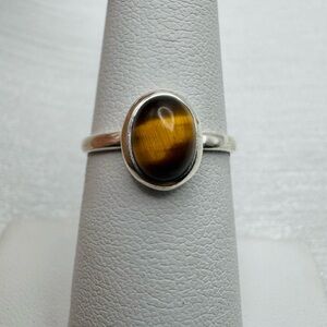 S925 Tigers Eye Ring